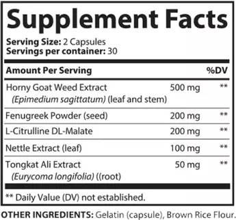 Alpha Tonic supplement facts
